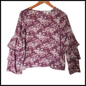 Alice Blue Floral Ruffle Bell Sleeve S Small Purple